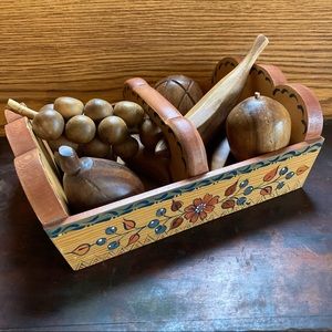 Wooden Fruit in Tole Painted Box